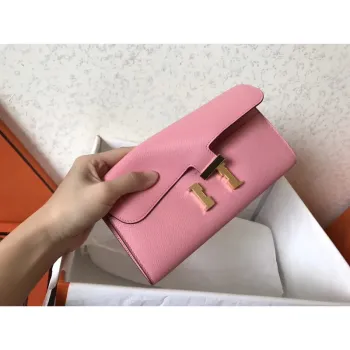 Hermes Pink Epsom Constance Long Wallet