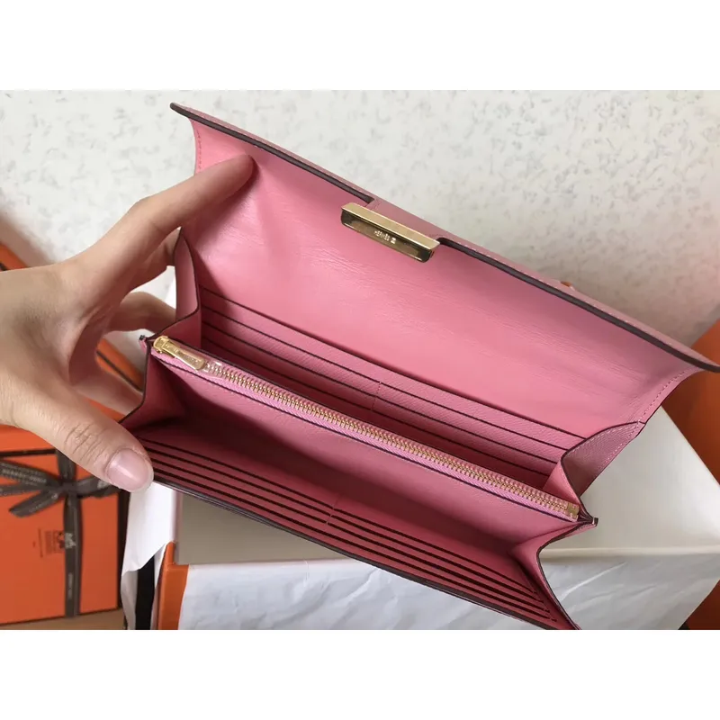 Hermes Pink Epsom Constance Long Wallet