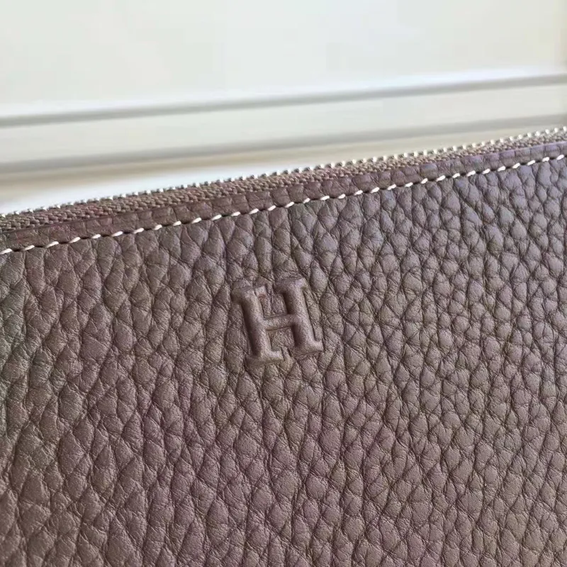 Hermes Etoupe Clemence Azap Zipped Wallet