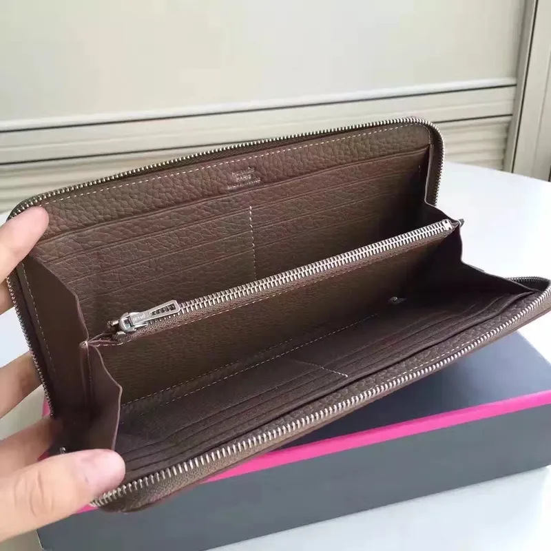 Hermes Etoupe Clemence Azap Zipped Wallet
