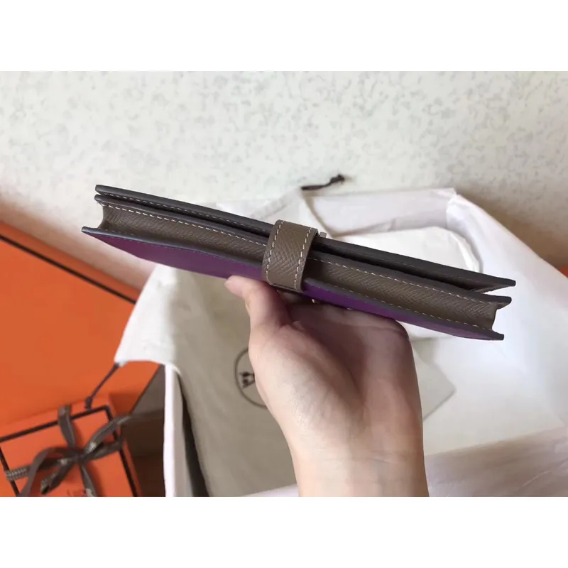 Hermes Bi Color Epsom Bearn Wallet Ultraviolet/Taupe