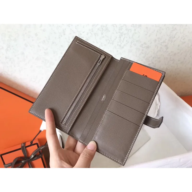 Hermes Bi Color Epsom Bearn Wallet Ultraviolet/Taupe