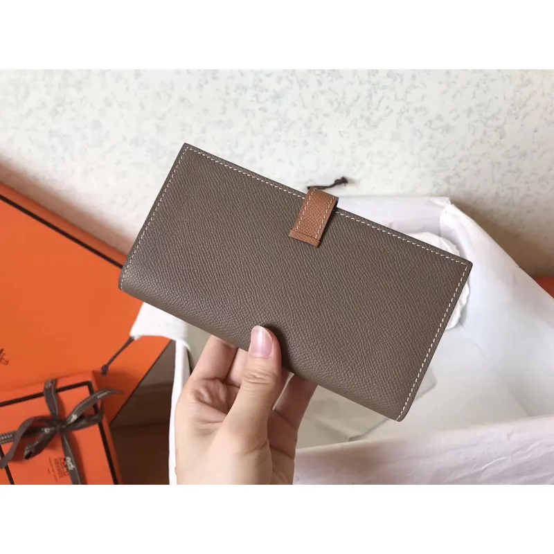 Hermes Bi Color Epsom Bearn Wallet Taupe/Brown