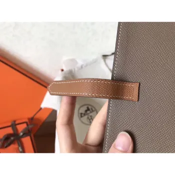 Hermes Bi Color Epsom Bearn Wallet Taupe/Brown