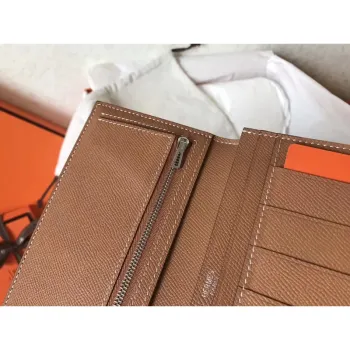 Hermes Bi Color Epsom Bearn Wallet Taupe/Brown