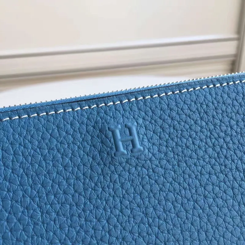 Hermes Blue Jean Azap Zipped Wallet