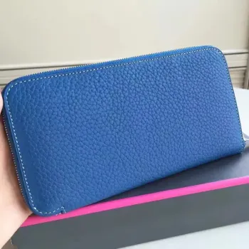 Hermes Blue Clemence Azap Zipped Wallet