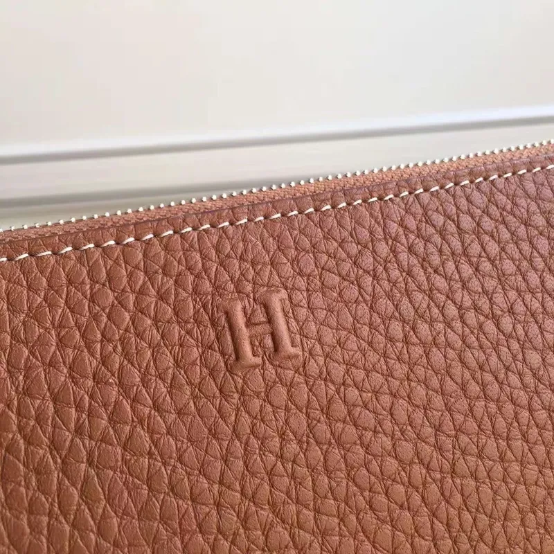 Hermes Brown Clemence Azap Zipped Wallet