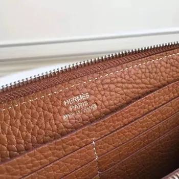 Hermes Brown Clemence Azap Zipped Wallet