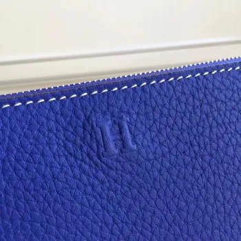 Hermes Blue Electric Clemence Azap Zipped Wallet