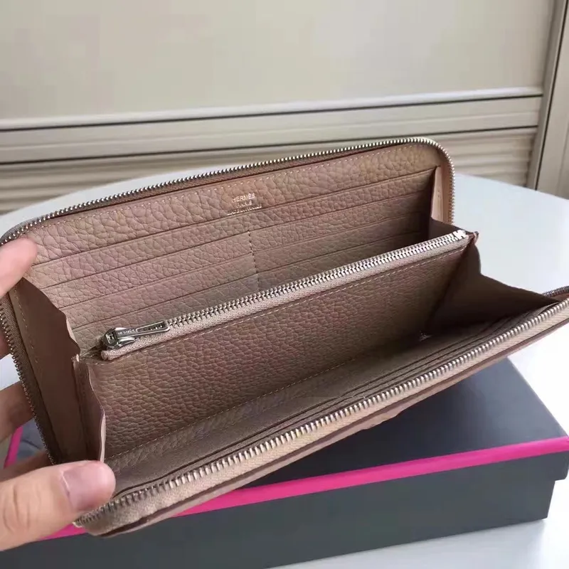 Hermes Grey Clemence Azap Zipped Wallet