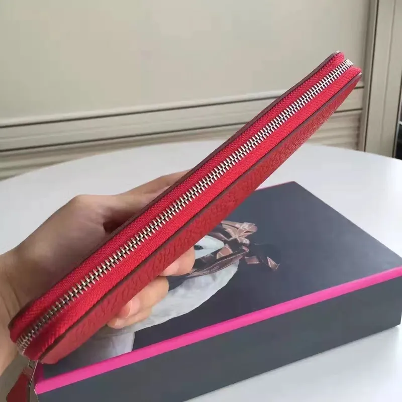 Hermes Red Clemence Azap Zipped Wallet