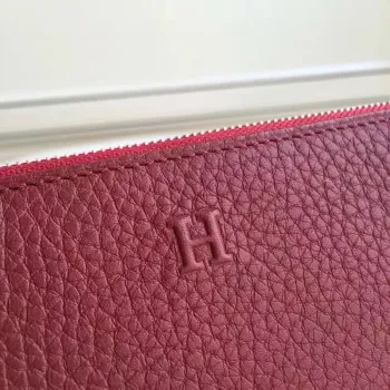 Hermes Ruby Clemence Azap Zipped Wallet
