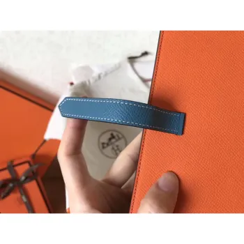 Hermes Bi Color Epsom Bearn Wallet Orange/Blue Jean