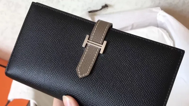 Hermès Bi-Color Epsom Bearn Wallet — Timeless Black/Taupe Elegance
