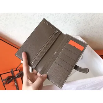 Hermes Bi Color Epsom Bearn Wallet Black/Taupe