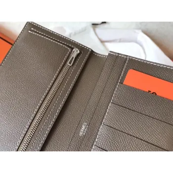 Hermes Bi Color Epsom Bearn Wallet Black/Taupe