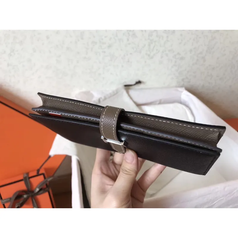 Hermes Bi Color Epsom Bearn Wallet Black/Taupe