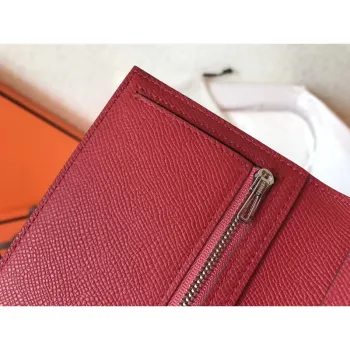 Hermes Bi Color Epsom Bearn Wallet Black/Ruby