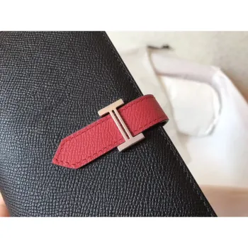 Hermes Bi Color Epsom Bearn Wallet Black/Ruby