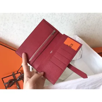 Hermes Bi Color Epsom Bearn Wallet Black/Ruby