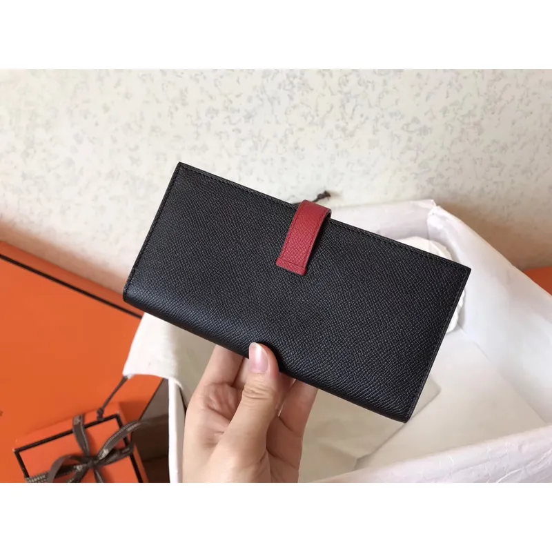 Hermes Bi Color Epsom Bearn Wallet Black/Ruby