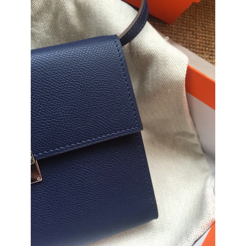 Hermes Sapphire Clic 16 Wallet With Strap