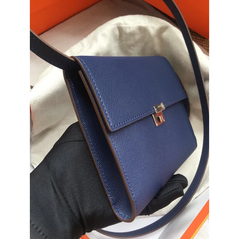 Hermes Sapphire Clic 16 Wallet With Strap