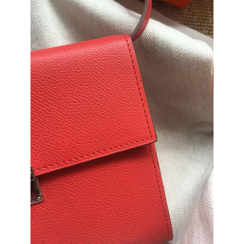 Hermes Red Clic 16 Wallet With Strap