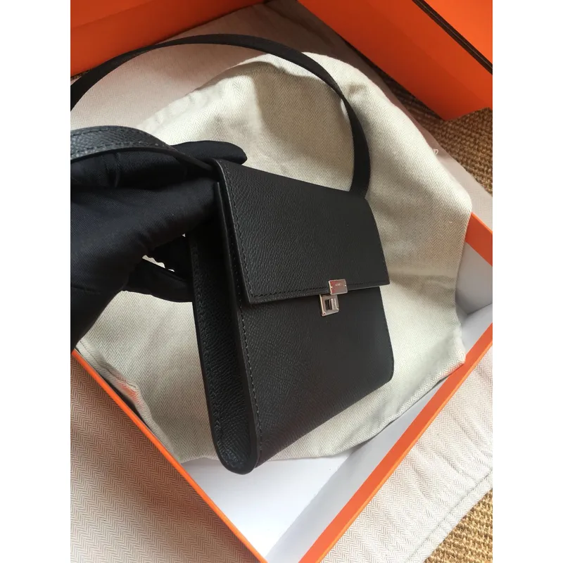 Hermes Black Clic 16 Wallet With Strap
