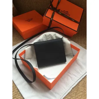 Hermes Black Clic 16 Wallet With Strap