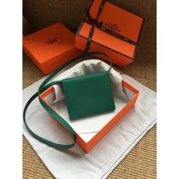 Hermes Green Clic 16 Wallet With Strap