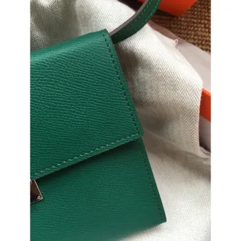 Hermes Green Clic 16 Wallet With Strap