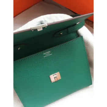 Hermes Green Clic 16 Wallet With Strap
