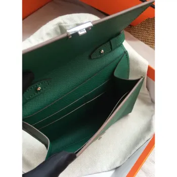 Hermes Green Clic 16 Wallet With Strap
