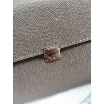 Hermes Grey Clic 16 Wallet With Strap