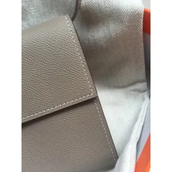 Hermes Grey Clic 16 Wallet With Strap