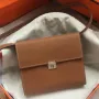 Hermes Brown Clic 16 Wallet With Strap