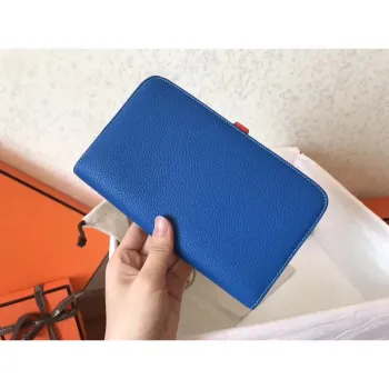 Hermes Bicolor Dogon Duo Wallet In Blue/Piment Leather