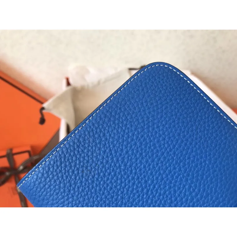 Hermes Bicolor Dogon Duo Wallet In Blue/Piment Leather