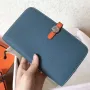 Hermes Bicolor Dogon Duo Wallet In Jean/Orange Leather