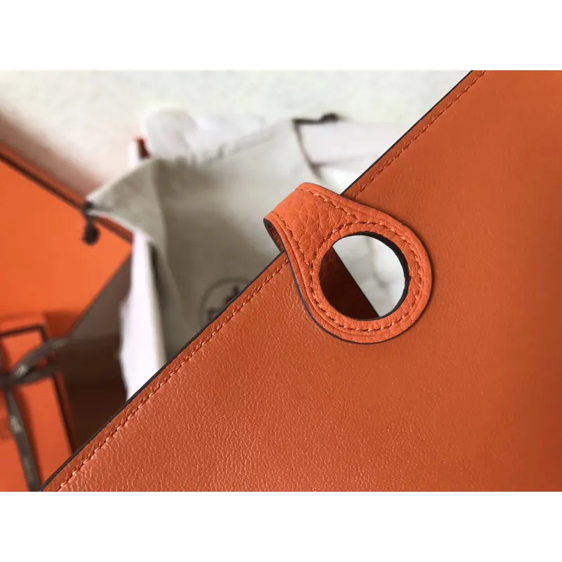 Hermes Bicolor Dogon Duo Wallet In Jean/Orange Leather