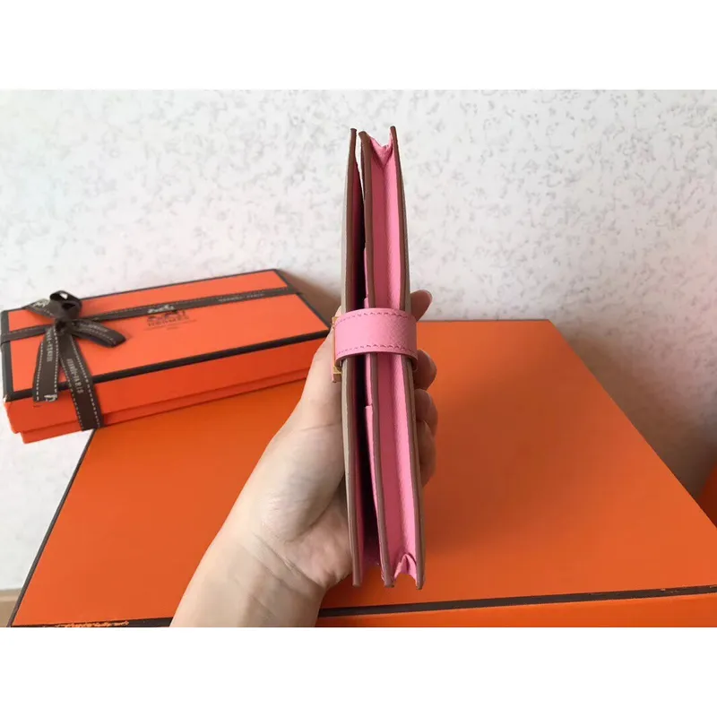 Hermes Bi Color Epsom Bearn Wallet Grey/Pink