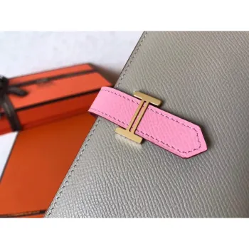 Hermes Bi Color Epsom Bearn Wallet Grey/Pink