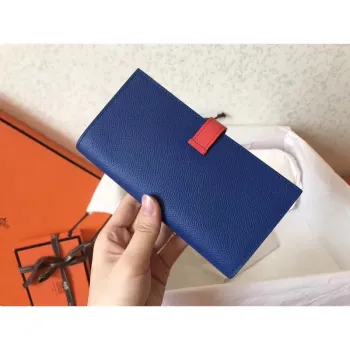 Hermes Bi Color Epsom Bearn Wallet Electric Blue/Piment