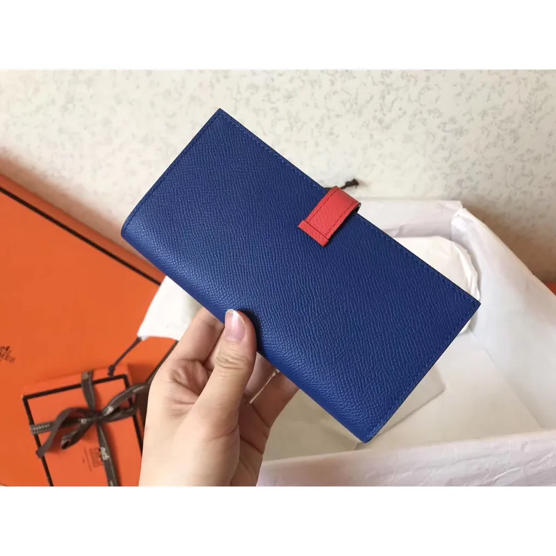 Hermes Bi Color Epsom Bearn Wallet Electric Blue/Piment