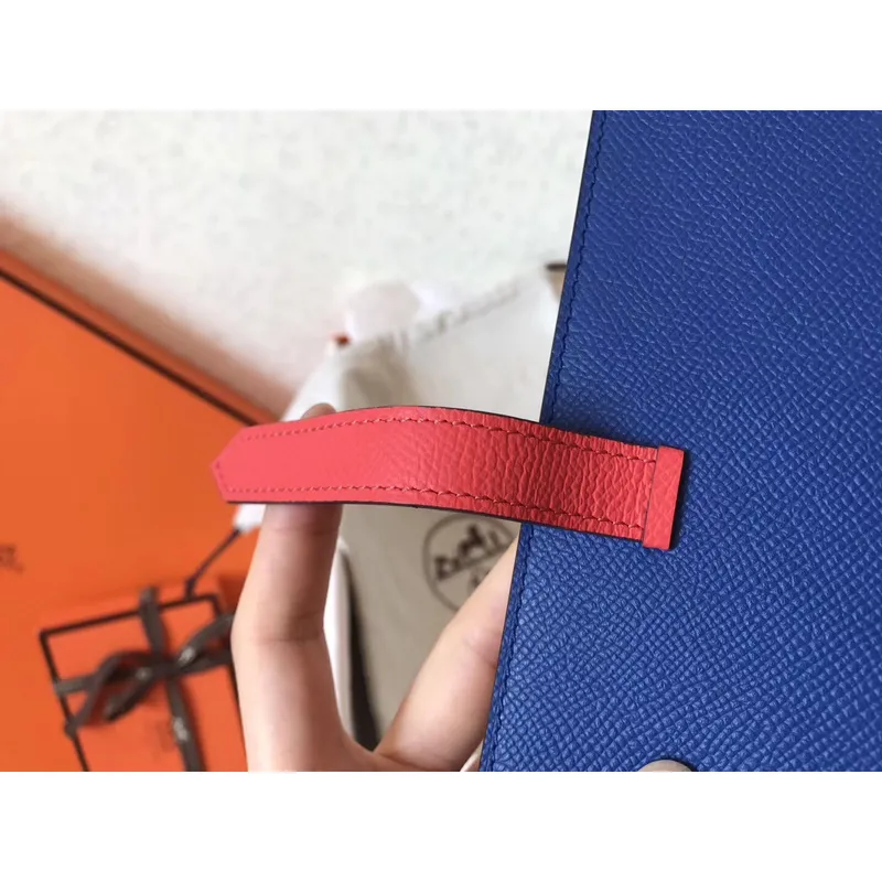 Hermes Bi Color Epsom Bearn Wallet Electric Blue/Piment