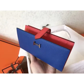 Hermes Bi Color Epsom Bearn Wallet Electric Blue/Piment