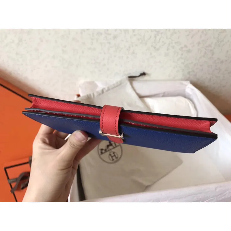 Hermes Bi Color Epsom Bearn Wallet Electric Blue/Piment