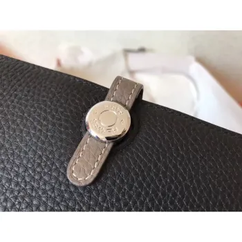 Hermes Bicolor Dogon Duo Wallet In Black/Taupe Leather